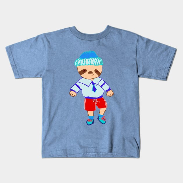 Sammy the silly sloth. Kids T-Shirt by Peaceful Pigments